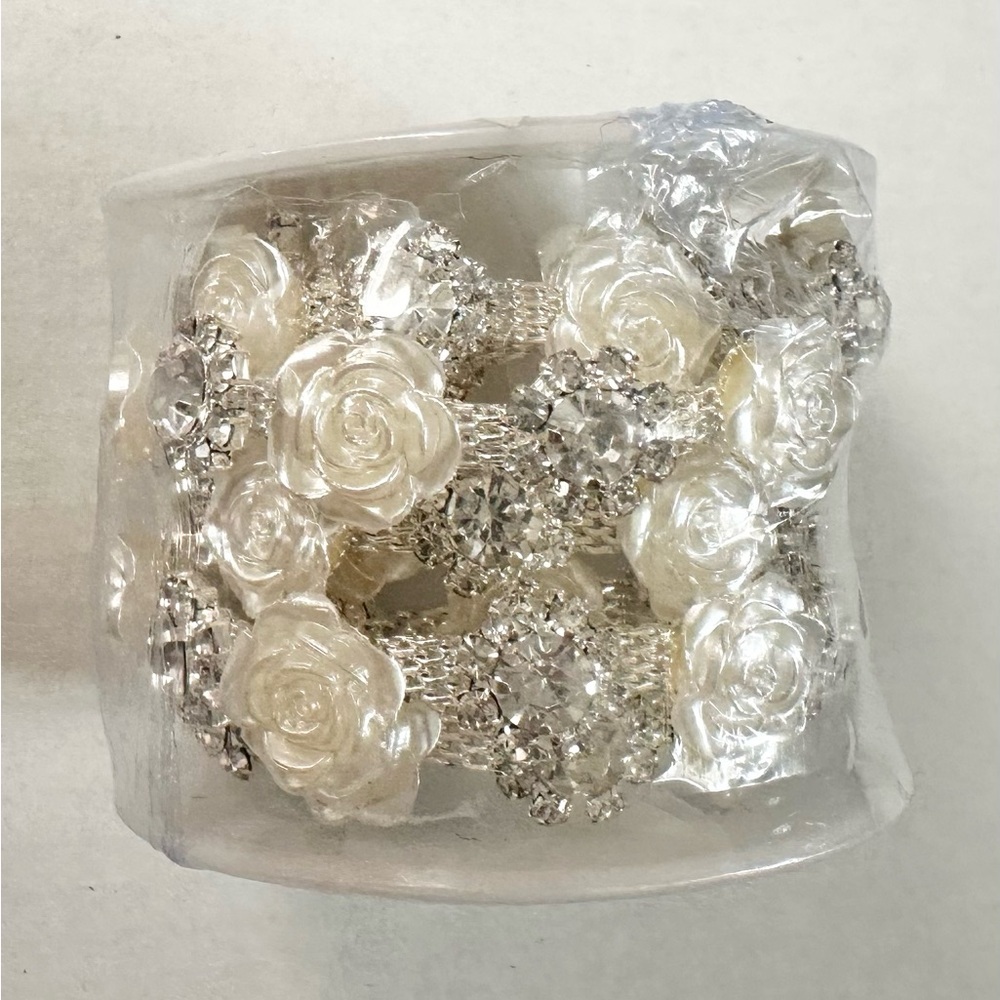 Pearl Rose & Rhinestone Trim Yardage New Embellishment Roll